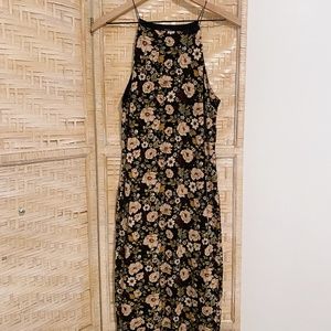 Black Floral Midi Dress